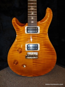 Custom 22 Left Handed, Trem, 10 Top Flame, Nickel, Birds, Amber