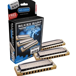 Hohner Blues Harp Pro Harmonica, 3-Pack, Keys: G, A, & C