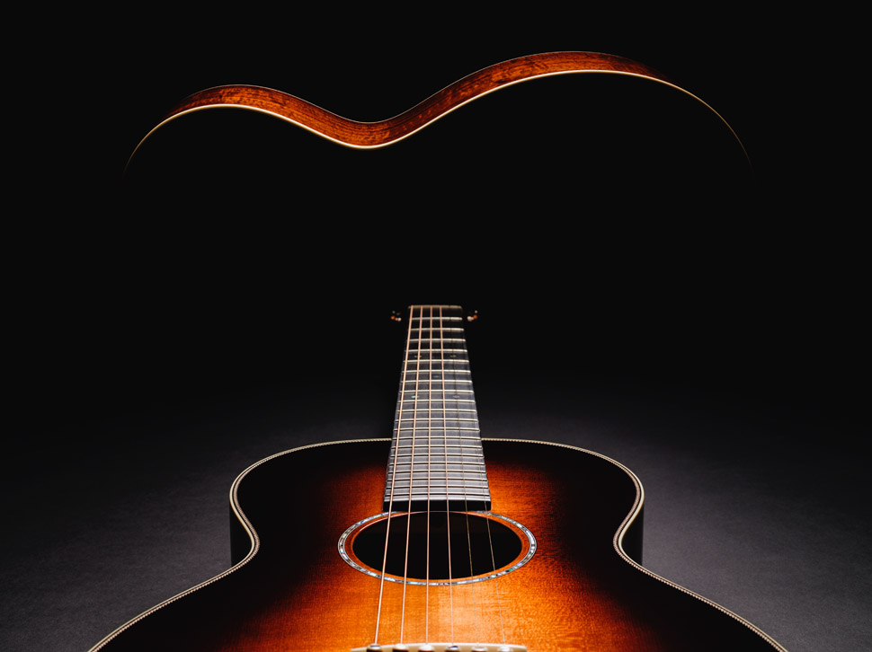 Closeup views of a custom Martin Guitar