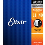 Elixir 12102 Nanoweb Nickel Plated Steel Electric Guitar Strings - Medium (11-49)