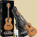 Cordoba UP100 Ukulele Package with Bag, Electric Tuner, and Picks