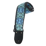 Henry Heller Vintage Woven Jacquard Guitar Strap, Blue/Green