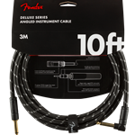 Fender Deluxe Series Instrument Cable, Straight/Angle, 10', Black Tweed
