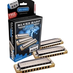 Hohner Blues Harp Pro Harmonica, 3-Pack, Keys: G, A, & C