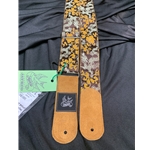 Jaykco Orange and Gold Dragon on Brown Guitar Strap
