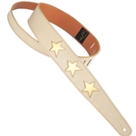 Henry Heller 2" Star Series Leather Strap, Bone/Gold