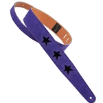 Henry Heller 2" Star Series Leather Guitar Strap, Purple/Black