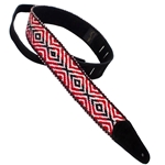 Henry Heller 2" Woven Peruvian Wool Strap with Suede Backing, Red Black and White