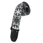 Henry Heller Deluxe Woven Jacquard Guitar Strap, Black with Silver Spinner