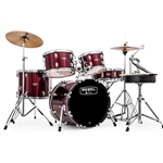 Rebel 5 Piece Complete Drum Set Up With Fast Toms Dark Red