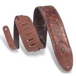 Levy's 3" Embossed Leather Guitar Strap With Garment Leather Backing