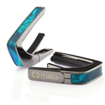 Thalia Black Chrome Finish Capo w/Teal Angel Wing Inlay