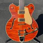 Gretsch Electromatic™ LTD Flame Okoume Broadkaster® Double-Cut with Bigsby®, Rosewood Fingerboard, Roundup Orange