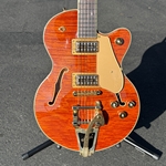 Gretsch Electromatic™ LTD Flame Okoume Broadkaster® Jr. Single -Cut with Bigsby®, Rosewood Fingerboard, Roundup Orange