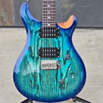 PRS "Exotic"  Custom 24 Swamp Ash Burl Lake Blue (Natural Back) Electric with Gigbag