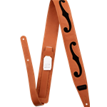 Gretsch® F-Holes Leather Strap, Orange and Black, 3"