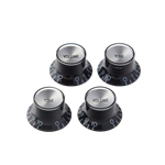 Gibson Top Hat Black Knobs with Silver Metal Insert Set of 4