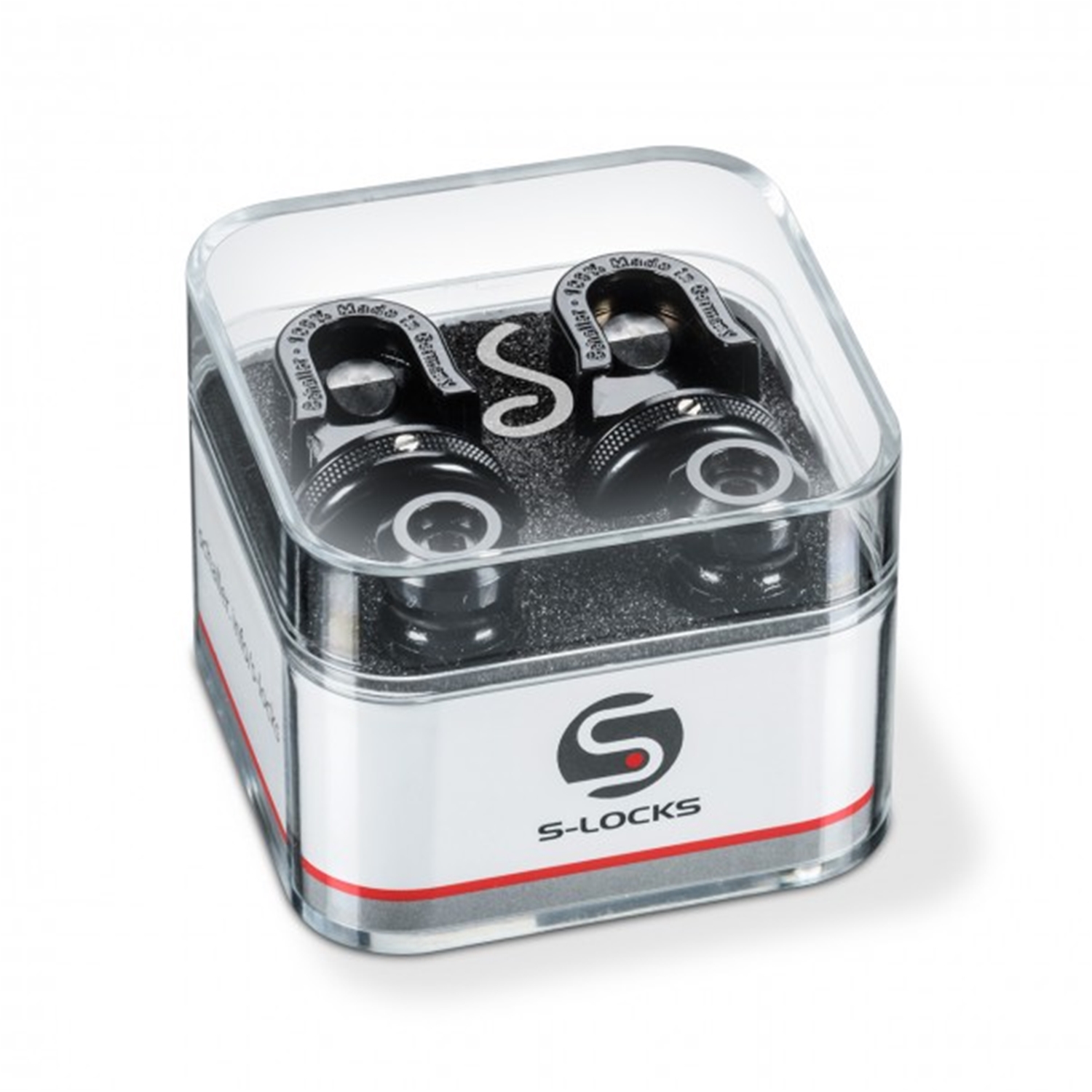 schaller black chrome strap locks
