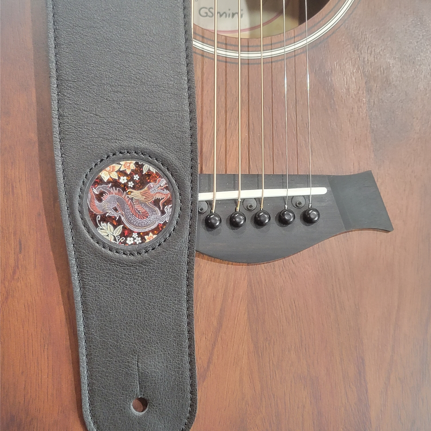 Thalia 2.5" Premium Black Italian Leather Lucky Dragon