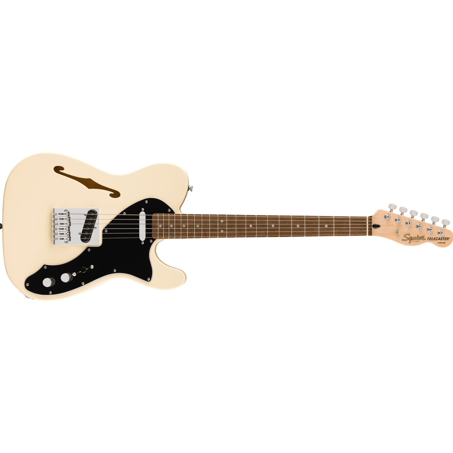 Squier Affinity Series™ Telecaster® Thinline, Laurel Fingerboard, Black Pickguard, Olympic White