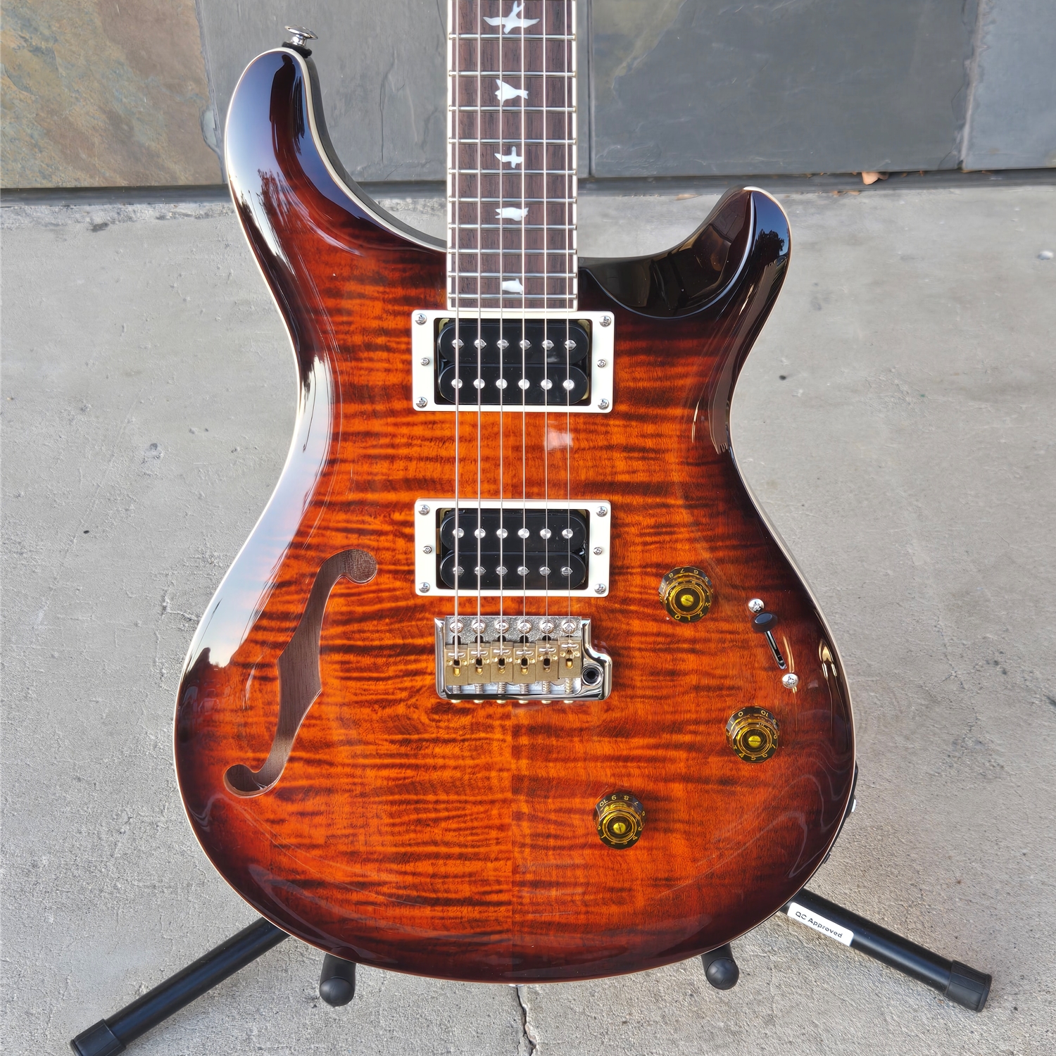 PRS SE Custom 24 Semi-hollow Piezo Orange Tiger Burst
