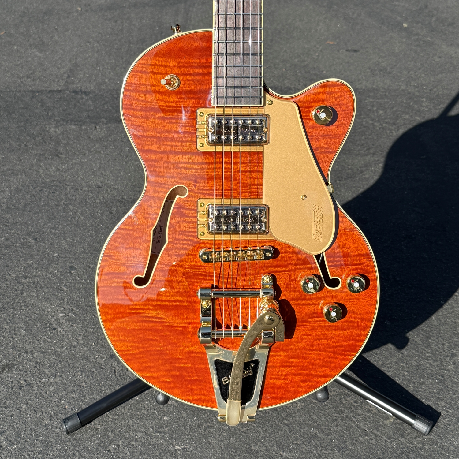 Gretsch Electromatic™ LTD Flame Okoume Broadkaster® Jr. Single -Cut with Bigsby®, Rosewood Fingerboard, Roundup Orange