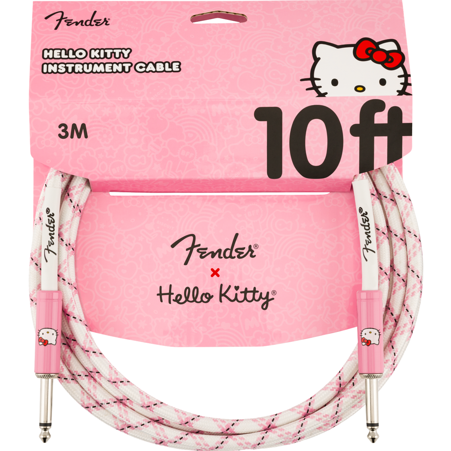 Fender® x Hello Kitty® White/Pink Woven Cable, 10'