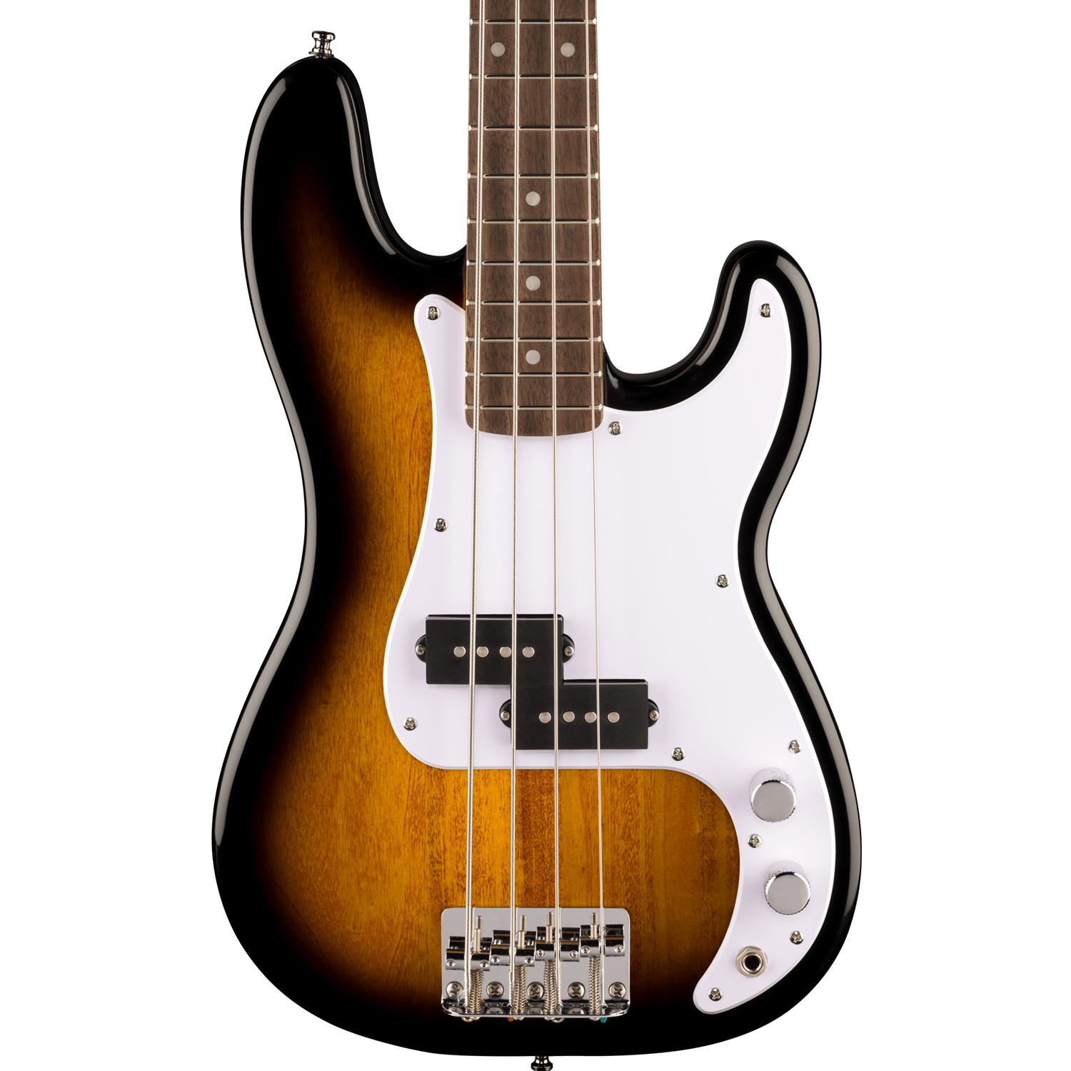 Squier Mini Precision Bass®, Laurel Fingerboard, White Pickguard, 2-Color Sunburst