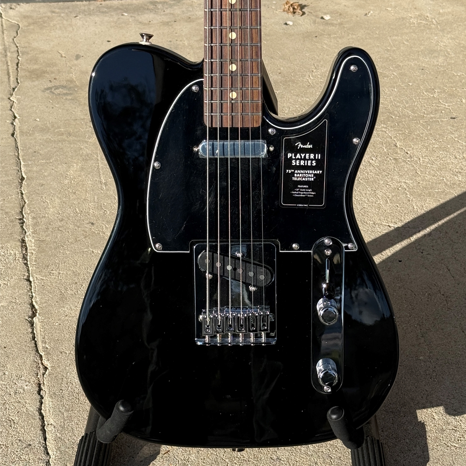 Fender 75th Anniversary Player II Baritone Telecaster®, Rosewood Fingerboard, Black