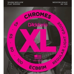 D'Addario ECB81M Chromes Bass Guitar Strings Light 45-100 Medium