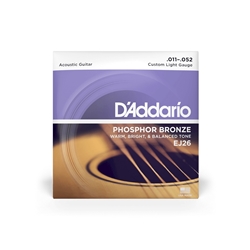 D'Addario EJ26 Phosphor Bronze Acoustic Guitar Strings, Custom Light, 11-52