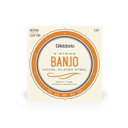 D'Addario EJ61 Nickel Plated Banjo Strings, Medium