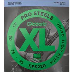 D'Addario EPS220 ProSteels Bass Guitar Strings, Super Light, 40-95, Long Scale