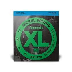 D'Addario EXL220, Nickel Wound Bass Guitar Strings, Super Light, 40-95