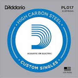 D'Addario PL017 Plain Steel Guitar Single String, .017