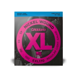 D'Addario EXL170 Nickel Wound Bass Guitar Strings, Light, 45-100, Long Scale