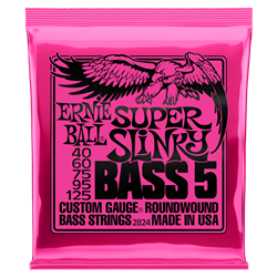 Ernie Ball 5 String Super Slinky Nickel Wound Electric Bass Strings, 40-125