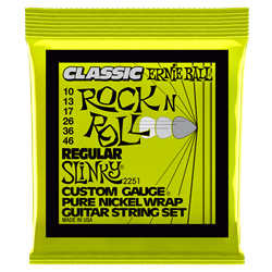 Ernie Ball Classic Rock N Roll, Pure Nickel Wrap Guitar Strings, 10-46