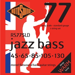 Rotosound Jazz Bass 5- String Flatwound Strings, 45-130