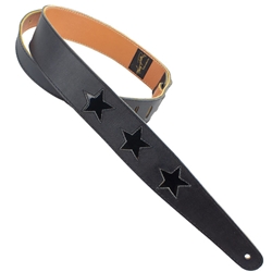 Henry Heller 2" Capri Leather Strap with Black Stars, Black
