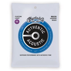 Martin MA535 Authentic Acoustic SP Phosphor Bronze Acoustic Guitar Strings - Custom Light (.11 - .52)