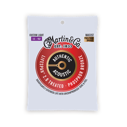 Martin MA535T Authentic Acoustic Lifespan 2.0 92/8 Phosphor Bronze Guitar Strings - Custom Light .011 - .052