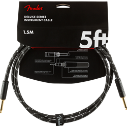 Fender Deluxe Series Instruments Cable, Straight/Straight, 5', Black Tweed