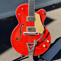 GRETSCH G6120-TFM BSNV Brian Setzer Signature, Nashville Hollow Body, Bigsby and Flame Maple, Ebony Fingerboard, Orange Stain