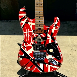 EVH Striped Series Frankie, Red Black & White Relic