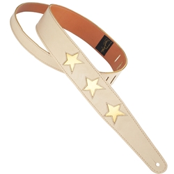 Henry Heller 2" Star Series Leather Strap, Bone/Gold