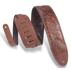 Levy's 3" Embossed Leather Guitar Strap With Garment Leather Backing