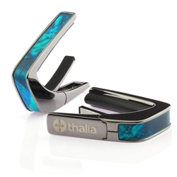 Thalia Black Chrome Finish Capo w/Teal Angel Wing Inlay