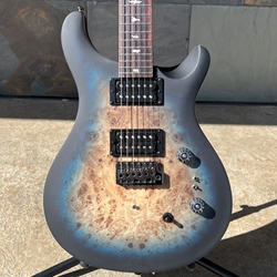 PRS SE "Exotic" Custom 24-08 Poplar Burl Lake Blue Midnight Burst Electric with Gigbag