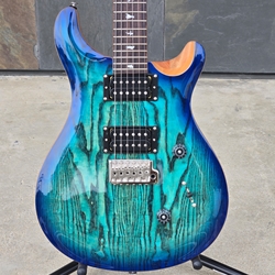 PRS "Exotic"  Custom 24 Swamp Ash Burl Lake Blue (Natural Back) Electric with Gigbag